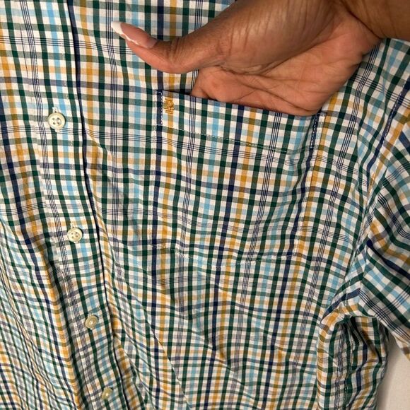 IZOD Men’s Button Down Shirt Long Sleeve Shirt.Green Blue Yellow White. Size XL - Picture 10 of 14